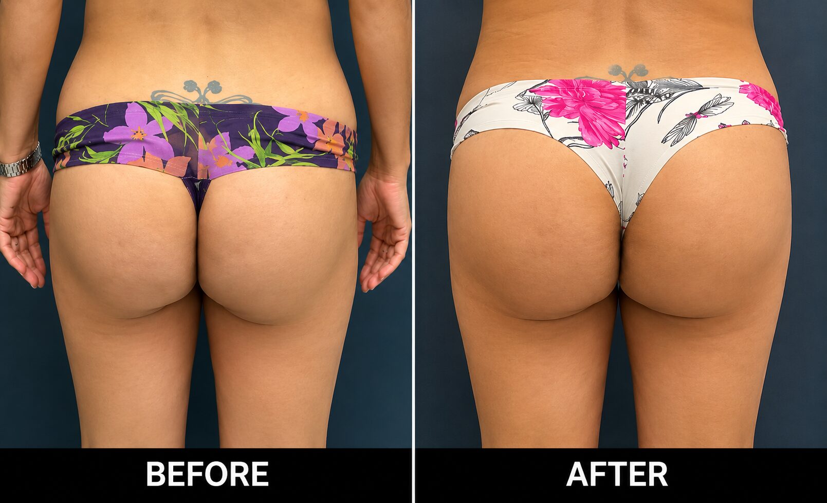 Before and after buttock enhancement in San Antonio