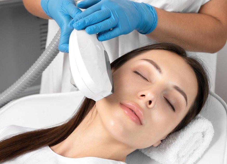 Patient receiving a Halo hybrid fractional laser treatment in San Antonio